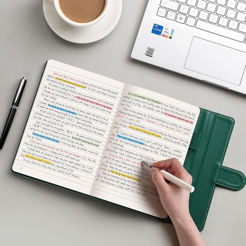 RETTACY Premium Leather Notebook with Gift Box - A5 Lined Notebook for Work with 192 Pages, Business Notebook for Men, 100 GSM Premium Acid-Free Paper, 5.7'' × 8.3'', Gift Ideas (Dark Green) in Saudi Arabia
