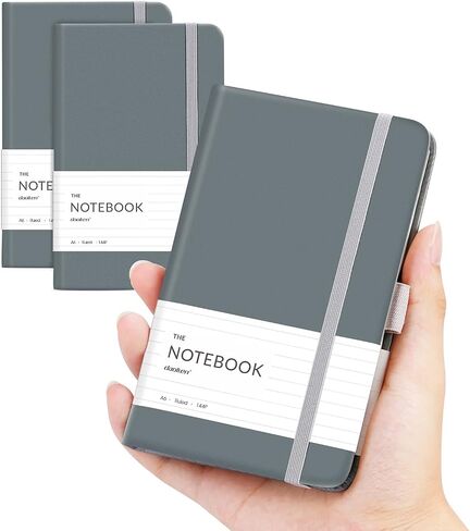 2 Pack Lined Classic Pocket Notebook Journal [ Leather Hard Cover ][ 100 gsm ] [ Ruled ] Premium Thick Paper with Inner Pocket 3.5"x 5.5" - Tan Gray in Saudi Arabia