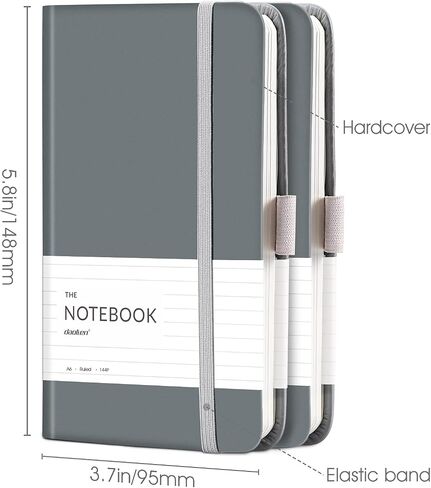 2 Pack Lined Classic Pocket Notebook Journal [ Leather Hard Cover ][ 100 gsm ] [ Ruled ] Premium Thick Paper with Inner Pocket 3.5"x 5.5" - Tan Gray in Saudi Arabia
