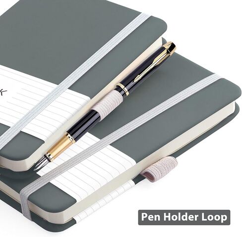 2 Pack Lined Classic Pocket Notebook Journal [ Leather Hard Cover ][ 100 gsm ] [ Ruled ] Premium Thick Paper with Inner Pocket 3.5"x 5.5" - Tan Gray in Saudi Arabia