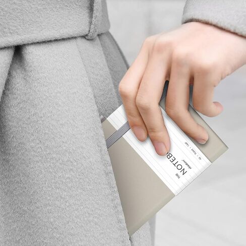 2 Pack Lined Classic Pocket Notebook Journal [ Leather Hard Cover ][ 100 gsm ] [ Ruled ] Premium Thick Paper with Inner Pocket 3.5"x 5.5" - Tan Gray in Saudi Arabia