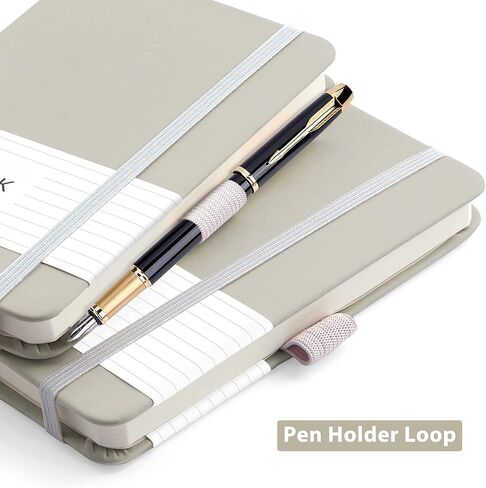 2 Pack Lined Classic Pocket Notebook Journal [ Leather Hard Cover ][ 100 gsm ] [ Ruled ] Premium Thick Paper with Inner Pocket 3.5"x 5.5" - Tan Gray in Saudi Arabia