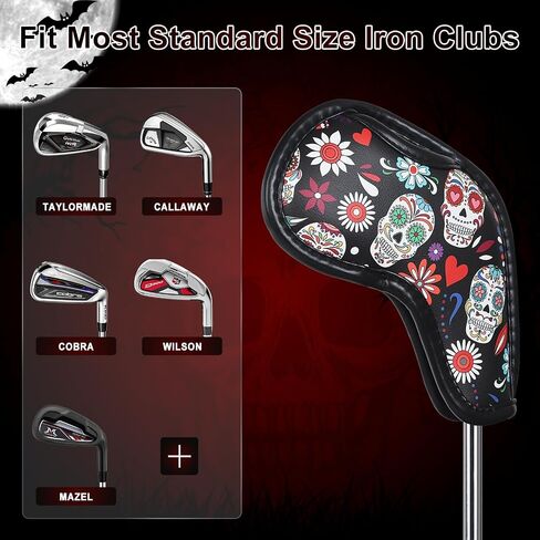 Golf Iron Club Covers Golf Head Covers Embroidered Leather Golf Club Covers for Irons with Number Tag for Callaway, Ping, Taylormade, Cobra, Etc in Saudi Arabia