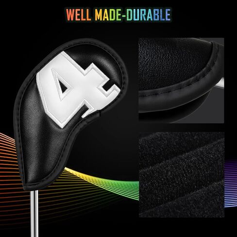 Golf Iron Club Covers Golf Head Covers Embroidered Leather Golf Club Covers for Irons with Number Tag for Callaway, Ping, Taylormade, Cobra, Etc in Saudi Arabia