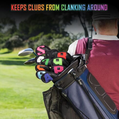 Golf Iron Club Covers Golf Head Covers Embroidered Leather Golf Club Covers for Irons with Number Tag for Callaway, Ping, Taylormade, Cobra, Etc in Saudi Arabia
