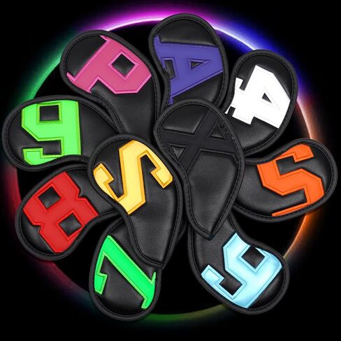 Golf Iron Club Covers Golf Head Covers Embroidered Leather Golf Club Covers for Irons with Number Tag for Callaway, Ping, Taylormade, Cobra, Etc in Saudi Arabia