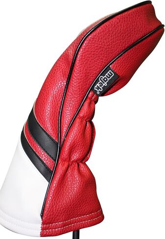 Majek Retro Golf Headcover Red Black and White Vintage Leather Style 1 Driver Head Cover Fits 460cc Drivers in Saudi Arabia