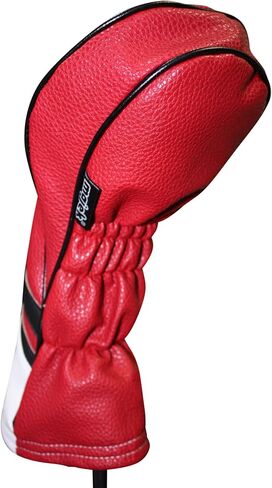Majek Retro Golf Headcover Red Black and White Vintage Leather Style 1 Driver Head Cover Fits 460cc Drivers in Saudi Arabia