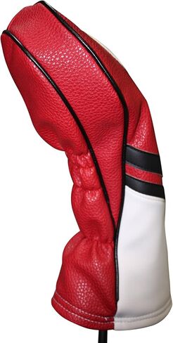 Majek Retro Golf Headcover Red Black and White Vintage Leather Style 1 Driver Head Cover Fits 460cc Drivers in Saudi Arabia