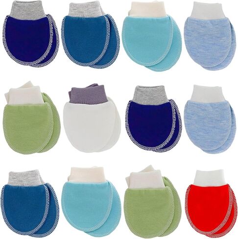 12 Pairs Baby Mittens Newborn Mittens No Scratch 100% Cotton Gloves Essentials for 0-9 Months Baby Boys Girls in Saudi Arabia