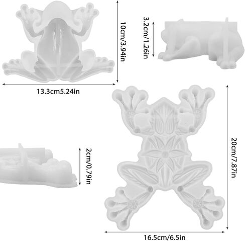قطعتان من قوالب راتنج الضفدع ثلاثية الأبعاد، قالب راتنج السيليكون على شكل حيوان AIFUDA، قوالب سيليكون على شكل ضفدع نابض بالحياة للحرف اليدوية اليدوية في عيد الميلاد والهالوين وعيد الفصح وديكور خزائن سطح المكتب المنزلية in Kuwait