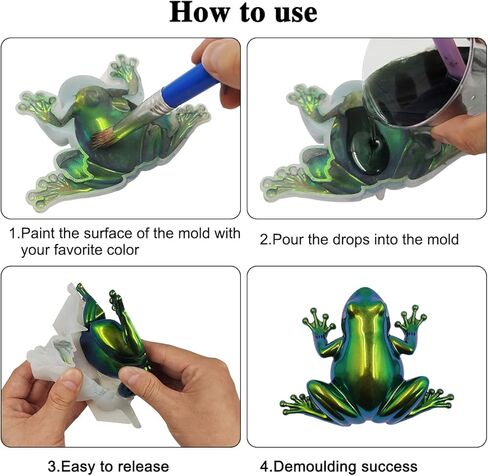 قطعتان من قوالب راتنج الضفدع ثلاثية الأبعاد، قالب راتنج السيليكون على شكل حيوان AIFUDA، قوالب سيليكون على شكل ضفدع نابض بالحياة للحرف اليدوية اليدوية في عيد الميلاد والهالوين وعيد الفصح وديكور خزائن سطح المكتب المنزلية in Kuwait