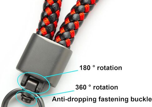 سلسلة مفاتيح BOOMIBOO لملحقات منظم مفاتيح السيارة مع حلقة على شكل حرف D مضفرة من الجلد من الألياف الدقيقة سلسلة مفاتيح عالمية للسيارة (أسود/أحمر 2) in Kuwait