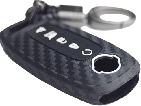 Carbon Silicone Key Fob Cover Case + Keychain for Nissan Rogue Pathfinder Sentra X-Trail 2023 2024 2025 285E3-7LA6A in Saudi Arabia