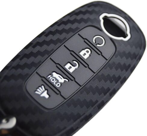 Carbon Silicone Key Fob Cover Case + Keychain for Nissan Rogue Pathfinder Sentra X-Trail 2023 2024 2025 285E3-7LA6A in Saudi Arabia