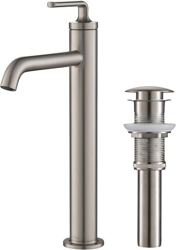 KRAUS Novis Single Handle Vessel Sink Bathroom Faucet with Pop-Up Drain in Spot Free Stainless Steel, KVF-1220SFS in Saudi Arabia