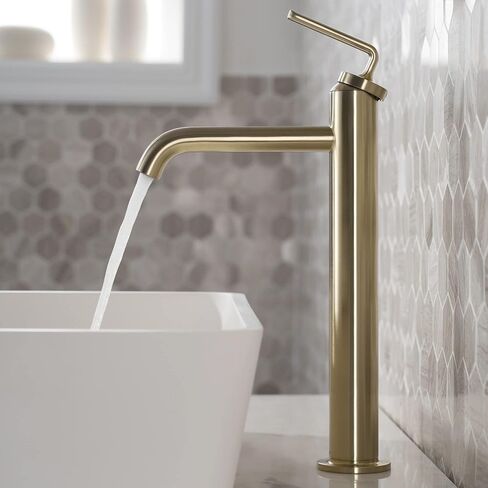 KRAUS Novis Single Handle Vessel Sink Bathroom Faucet with Pop-Up Drain in Spot Free Stainless Steel, KVF-1220SFS in Saudi Arabia