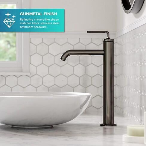 KRAUS Novis Single Handle Vessel Sink Bathroom Faucet with Pop-Up Drain in Spot Free Stainless Steel, KVF-1220SFS in Saudi Arabia