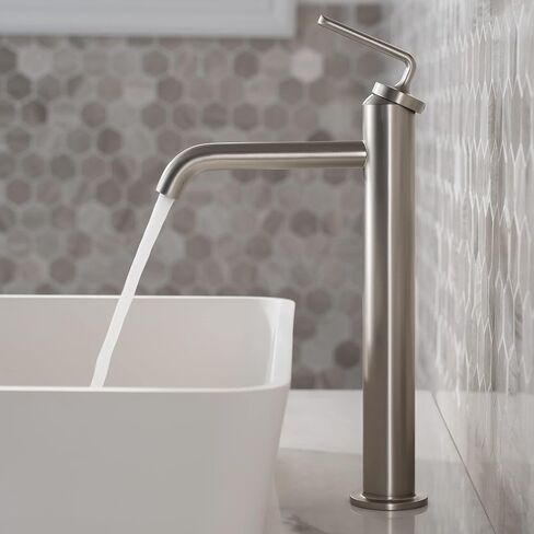 KRAUS Novis Single Handle Vessel Sink Bathroom Faucet with Pop-Up Drain in Spot Free Stainless Steel, KVF-1220SFS in Saudi Arabia