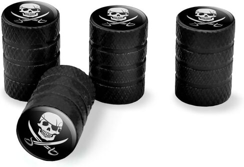 Pirate Skull Crossed Swords Jolly Roger Tire Rim Wheel Aluminum Valve Stem Caps in Saudi Arabia