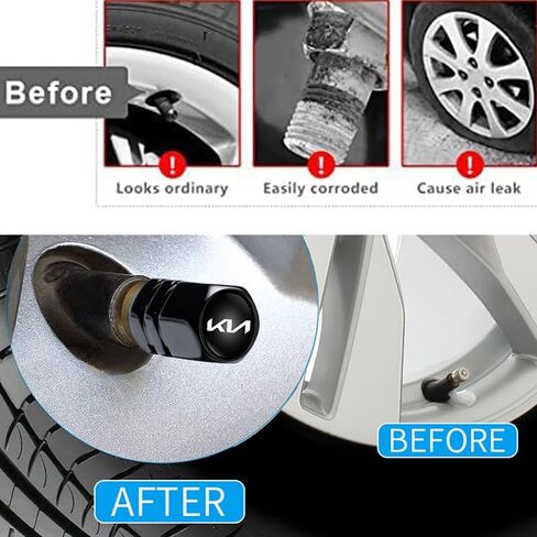 أغطية جذعية صمام الإطارات غطاء هوائي لسيارة KIA NIRO Rio Sportage Sorento Soul Stinger Seltos Cadenza K900 Forte Stem Cap أغطية جذعية عالمية للسيارات وسيارات الدفع الرباعي والشاحنات وإكسسوارات السيارات 4 قطع in Kuwait