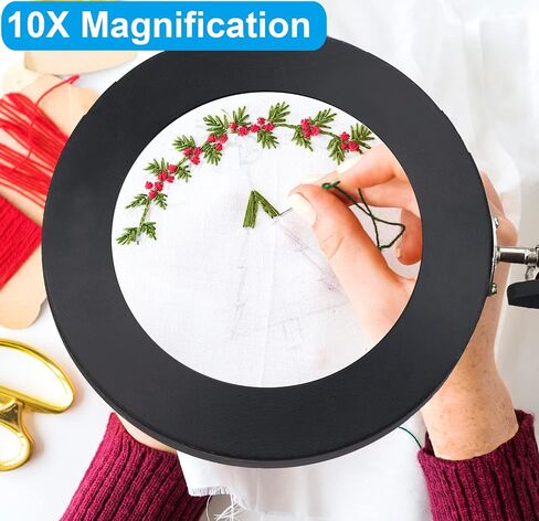 Magnifying Glass with Light and Stand, 10X Magnifying Lamp, 3 Color Modes Stepless Dimmable, 2-in-1 LED Lighted Desk Magnifier with Light for Reading, Crafts, Repair, Close Works in Saudi Arabia