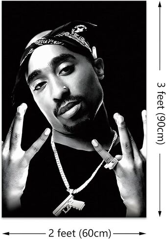 Legendary Hip Hop Rapper Black and White 2 Art Music Pacc Tapestries 2×3 FT Boys Girls Dormitory Wall Ceiling Cave Music Lover Decoration (Black) in Saudi Arabia