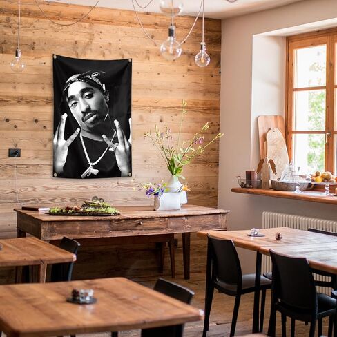Legendary Hip Hop Rapper Black and White 2 Art Music Pacc Tapestries 2×3 FT Boys Girls Dormitory Wall Ceiling Cave Music Lover Decoration (Black) in Saudi Arabia