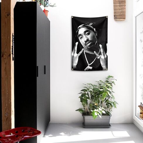 Legendary Hip Hop Rapper Black and White 2 Art Music Pacc Tapestries 2×3 FT Boys Girls Dormitory Wall Ceiling Cave Music Lover Decoration (Black) in Saudi Arabia