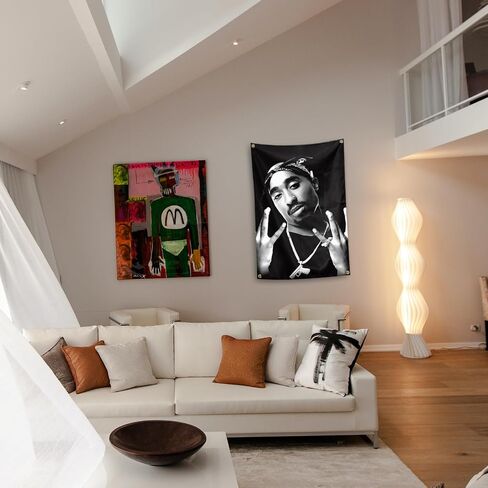 Legendary Hip Hop Rapper Black and White 2 Art Music Pacc Tapestries 2×3 FT Boys Girls Dormitory Wall Ceiling Cave Music Lover Decoration (Black) in Saudi Arabia