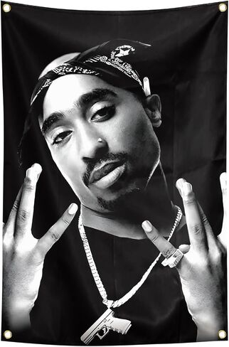 Legendary Hip Hop Rapper Black and White 2 Art Music Pacc Tapestries 2×3 FT Boys Girls Dormitory Wall Ceiling Cave Music Lover Decoration (Black) in Saudi Arabia