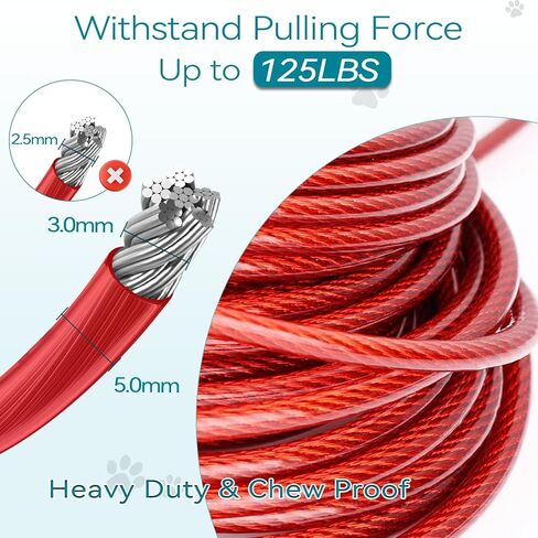 Tie Out Cable for Dogs Heavy Duty, Long Dog Leash 10ft with Carabiner & 13in Short Dog Leash with Padded Handle, Dog Chains for Outside Chew Proof, Dog Runner for Yard for Medium Large Dogs in Kuwait