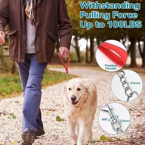 Tie Out Cable for Dogs Heavy Duty, Long Dog Leash 10ft with Carabiner & 13in Short Dog Leash with Padded Handle, Dog Chains for Outside Chew Proof, Dog Runner for Yard for Medium Large Dogs in Kuwait