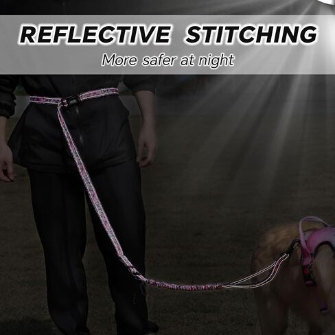 Hands Free Dog Leash, Adjustable Heavy Duty Waist Belt for Small Medium Large Dogs Walking Running with Reflective(Red) in Saudi Arabia