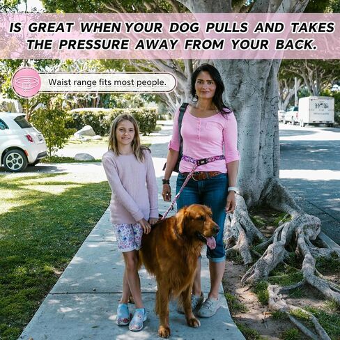 Hands Free Dog Leash, Adjustable Heavy Duty Waist Belt for Small Medium Large Dogs Walking Running with Reflective(Red) in Saudi Arabia