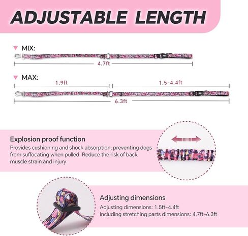 Hands Free Dog Leash, Adjustable Heavy Duty Waist Belt for Small Medium Large Dogs Walking Running with Reflective(Red) in Saudi Arabia