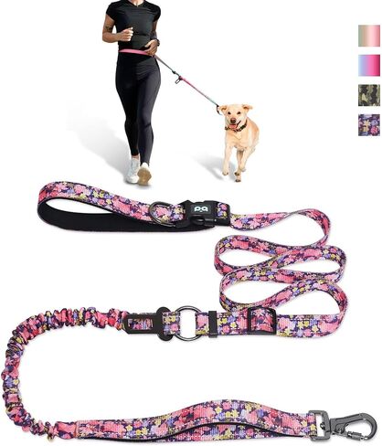 Hands Free Dog Leash, Adjustable Heavy Duty Waist Belt for Small Medium Large Dogs Walking Running with Reflective(Red) in Saudi Arabia