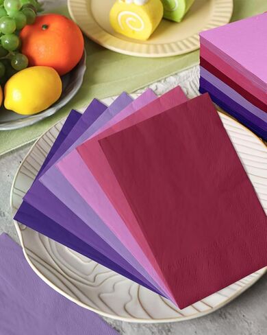 qiqee 24 Colors Paper Napkins Guest Paper Disposable Towels Napkin Paper Hand Towels for Wedding, Dinner, Birthday Party, Dessert Cocktail ＆ Kitchen Napkins(120 Count,13 * 16inch） in Saudi Arabia