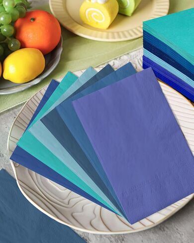 qiqee 24 Colors Paper Napkins Guest Paper Disposable Towels Napkin Paper Hand Towels for Wedding, Dinner, Birthday Party, Dessert Cocktail ＆ Kitchen Napkins(120 Count,13 * 16inch） in Saudi Arabia