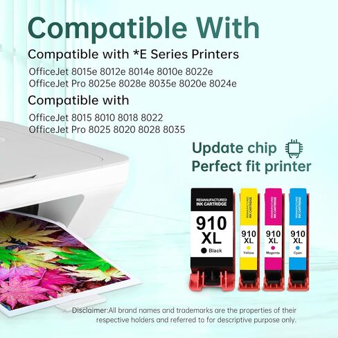 استبدال خرطوشة الحبر المعاد تصنيعها من LEMERO لحبر HP 910XL 910 لحبر Officejet Pro 8025e 8020 8028e 8035 خراطيش الحبر لحزمة خراطيش الحبر 910XL (4 عبوات BKCMY) in Kuwait