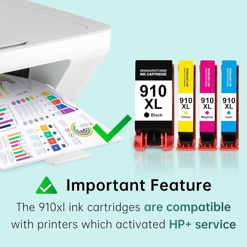 استبدال خرطوشة الحبر المعاد تصنيعها من LEMERO لحبر HP 910XL 910 لحبر Officejet Pro 8025e 8020 8028e 8035 خراطيش الحبر لحزمة خراطيش الحبر 910XL (4 عبوات BKCMY) in Kuwait