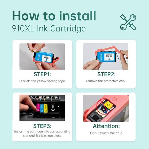 استبدال خرطوشة الحبر المعاد تصنيعها من LEMERO لحبر HP 910XL 910 لحبر Officejet Pro 8025e 8020 8028e 8035 خراطيش الحبر لحزمة خراطيش الحبر 910XL (4 عبوات BKCMY) in Kuwait