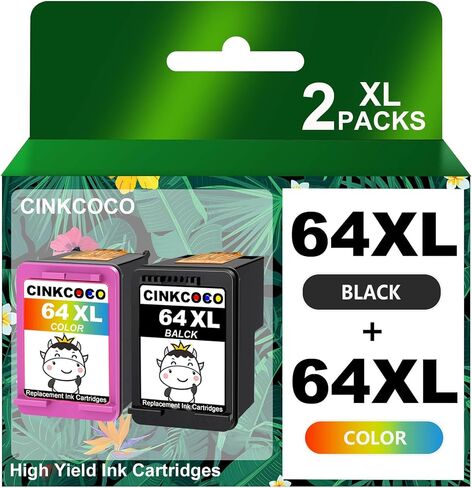 64XL Ink Cartridge Combo Pack Replacement for HP 64XL Ink Remanufactured Black and Color Work for Envy Photo 7858 7855 7120 7155 7158 7164 6255 6252 6232 Envy Inspire 7955e Tango X Printer (2-Pack) in Saudi Arabia
