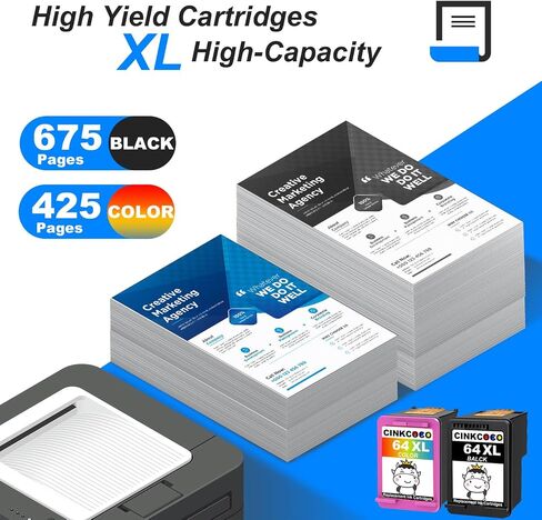 64XL Ink Cartridge Combo Pack Replacement for HP 64XL Ink Remanufactured Black and Color Work for Envy Photo 7858 7855 7120 7155 7158 7164 6255 6252 6232 Envy Inspire 7955e Tango X Printer (2-Pack) in Saudi Arabia