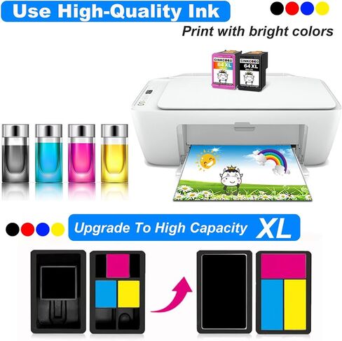 64XL Ink Cartridge Combo Pack Replacement for HP 64XL Ink Remanufactured Black and Color Work for Envy Photo 7858 7855 7120 7155 7158 7164 6255 6252 6232 Envy Inspire 7955e Tango X Printer (2-Pack) in Saudi Arabia
