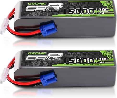 بطارية ليبو 3S من OVONIC بقدرة 15000 مللي أمبير في الساعة 11.1 فولت 130C RC مع موصل EC5 (عبوة من قطعتين) in Saudi Arabia