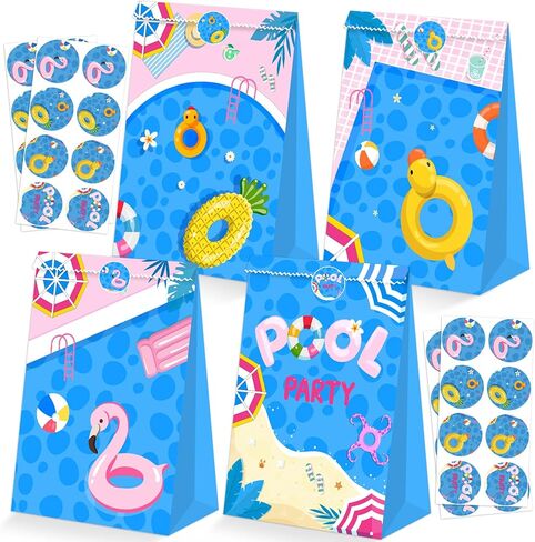 24 قطعة من أكياس هدايا حفلات حمام السباحة، مستلزمات حفلات حمام السباحة، حقائب هدايا صيفية لحفلات حمام السباحة، حقائب هدايا لحفلات حمام السباحة للأطفال على الشاطئ وديكورات حفلات أعياد الميلاد in Kuwait