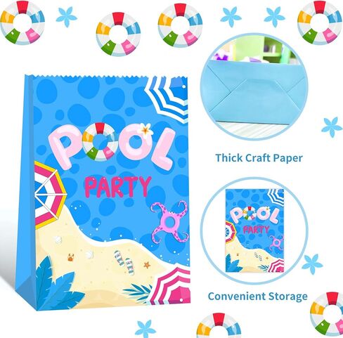 24 قطعة من أكياس هدايا حفلات حمام السباحة، مستلزمات حفلات حمام السباحة، حقائب هدايا صيفية لحفلات حمام السباحة، حقائب هدايا لحفلات حمام السباحة للأطفال على الشاطئ وديكورات حفلات أعياد الميلاد in Kuwait