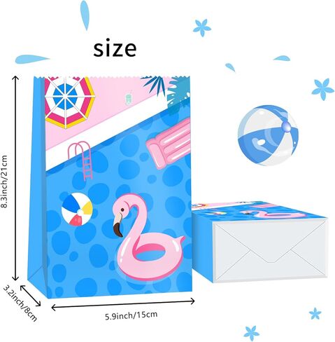 24 قطعة من أكياس هدايا حفلات حمام السباحة، مستلزمات حفلات حمام السباحة، حقائب هدايا صيفية لحفلات حمام السباحة، حقائب هدايا لحفلات حمام السباحة للأطفال على الشاطئ وديكورات حفلات أعياد الميلاد in Kuwait