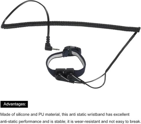MECCANIXITY 2Pcs ESD Corded Anti Static Wrist Strap 6.6ft 2 Plug PU Adjustable Antistatic Bracelet Set Wired for Computer Electronics Repair Black in Saudi Arabia